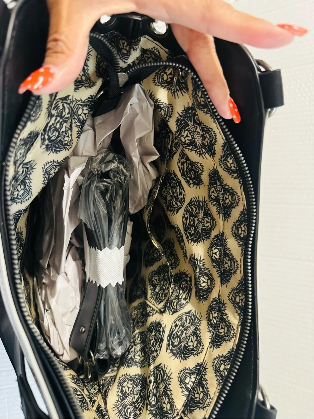 Ed Hardy embellished Black Floral Skull Tote Bag BNWT